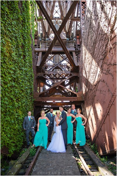 teal and grey wedding party at shooters in cleveland