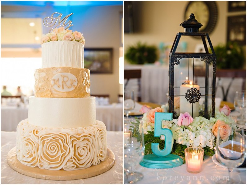 teal and pink reception decor