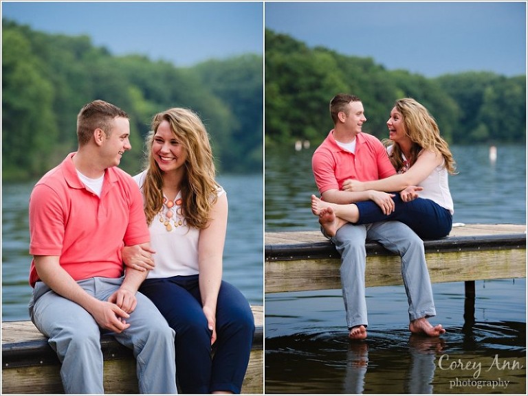 engagement portraits on a dock