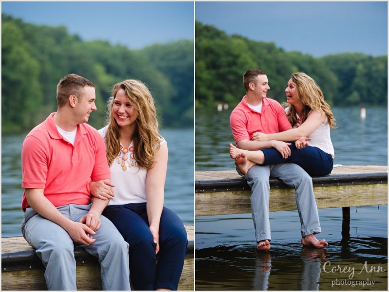engagement portraits on a dock