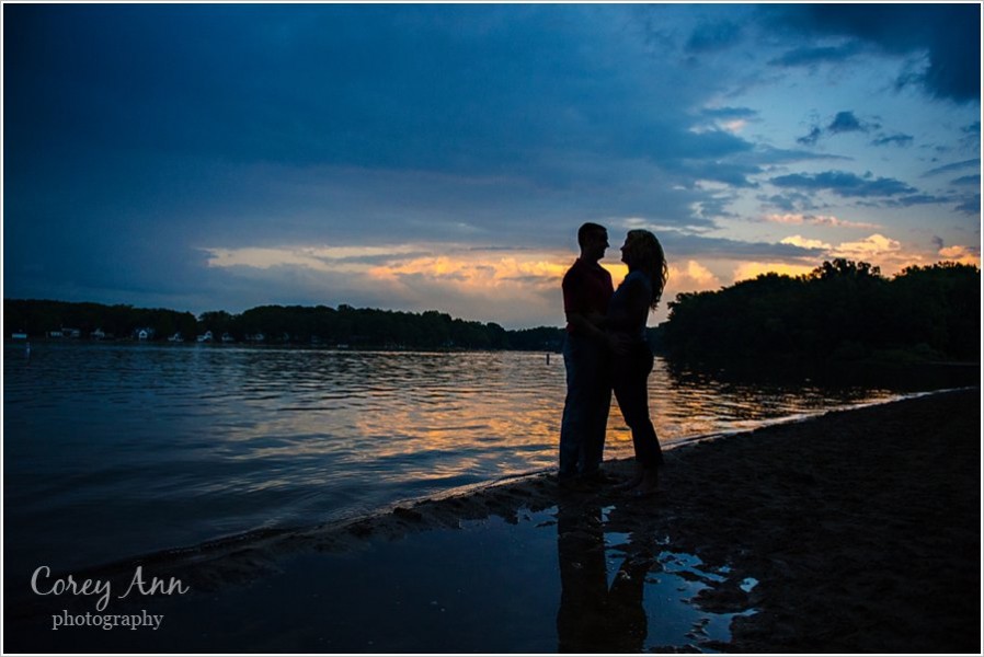 silhouette engagement photo at sunset