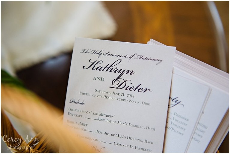 wedding programs at Church of the Ressurection  in solon