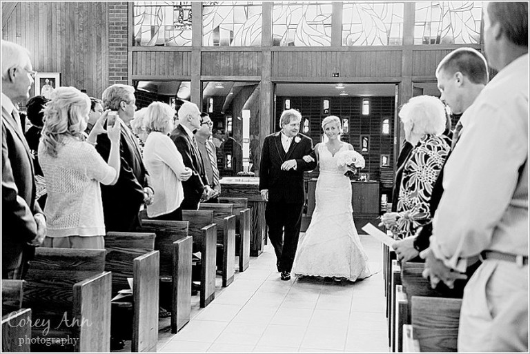 father walking bride down aisle in kent ohio