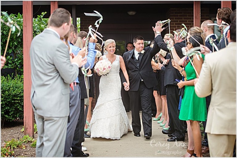 ribbon wand exit from wedding ceremony in kent ohio