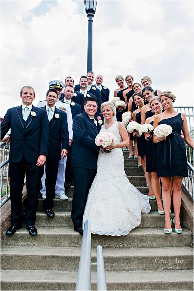 black and mint green bridal party