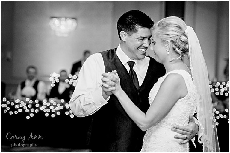 first dance during wedding reception at sheraton suites in cuyahoga falls