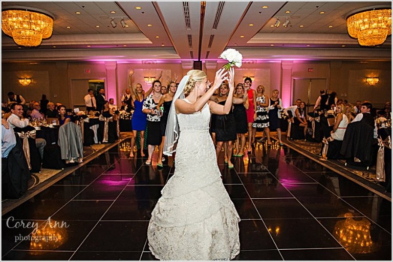 bride tossing her bouquet 