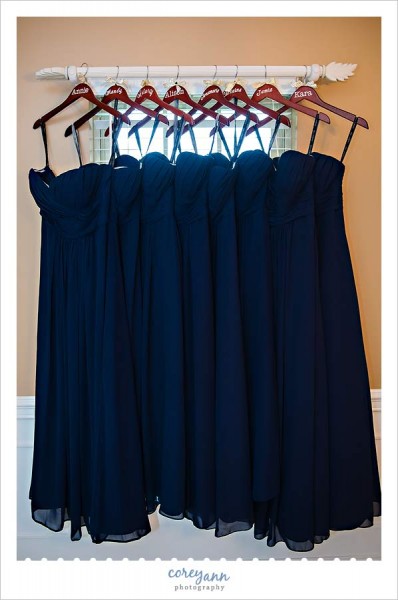 bridesmaid dresses hanging on custom hanger