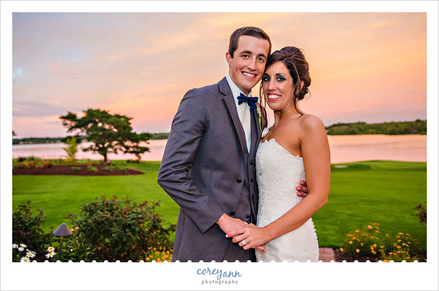 sunset wedding portrait