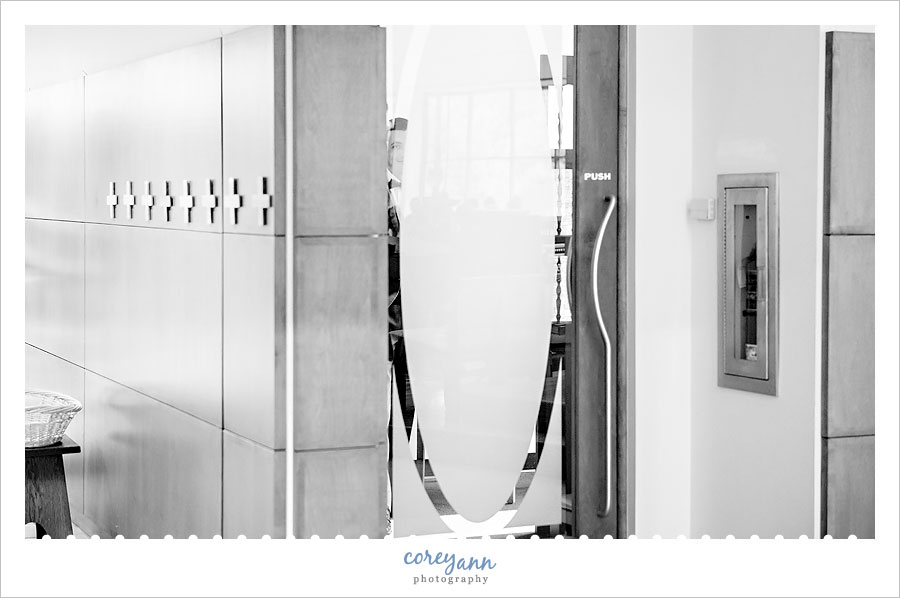 groom before wedding ceremony at blessed sacrament parish in warren ohio