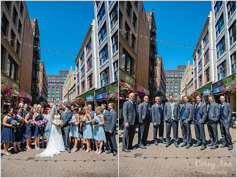 bridal party on east 4th street in downtown cleveland ohio