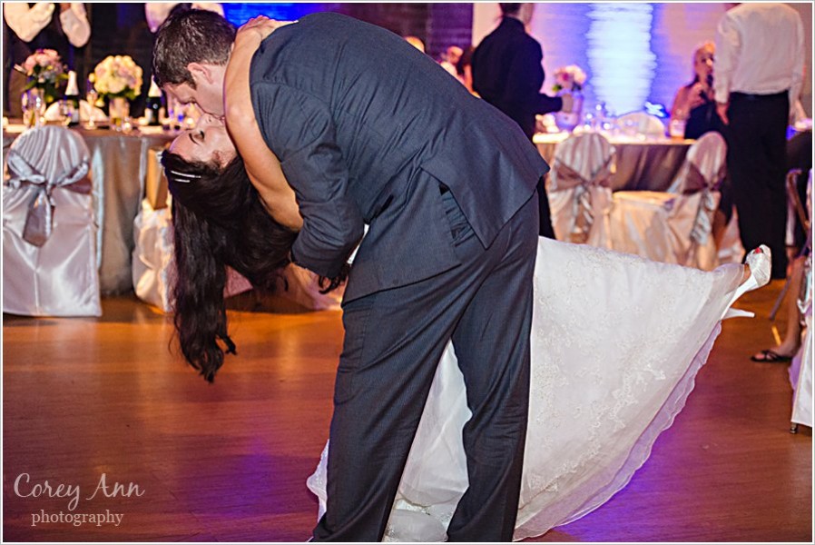 blue and purple uplighting at wedding reception