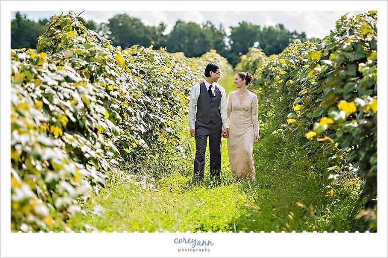 grape vineyard wedding portrait