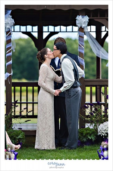 first kiss during wedding ceremony in northeast ohio