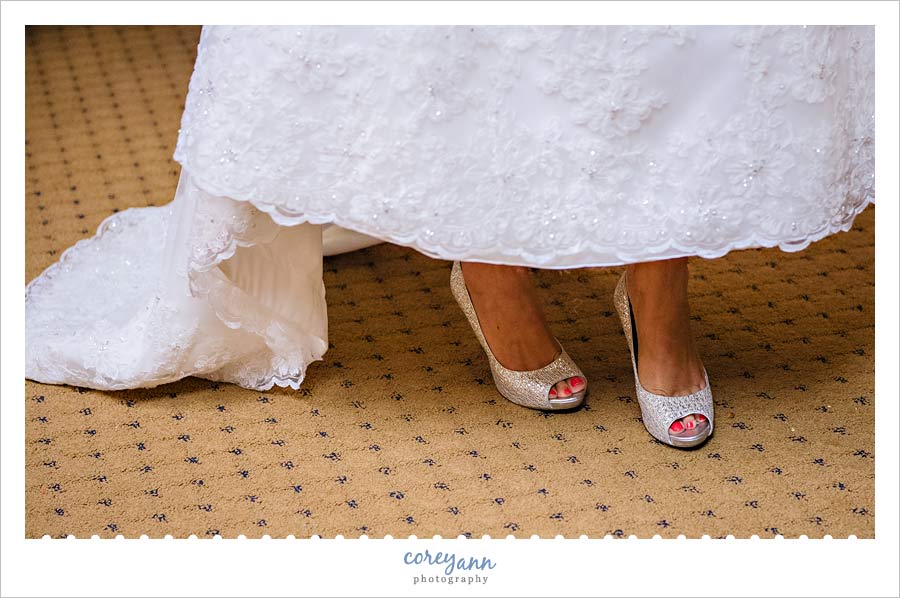 bride getting ready for wedding at bath church