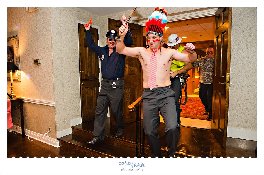 groomsman dressed as the village people