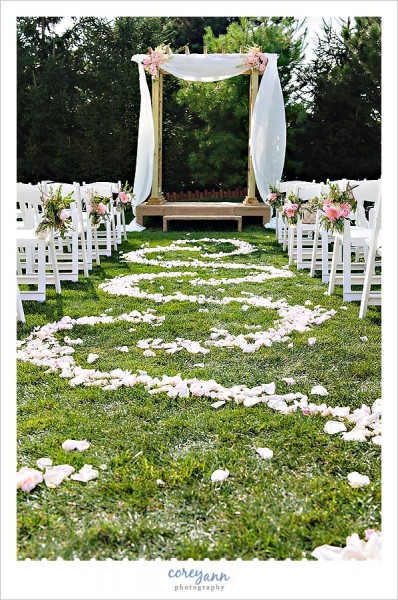 rose petal design in the aisle wedding ceremony