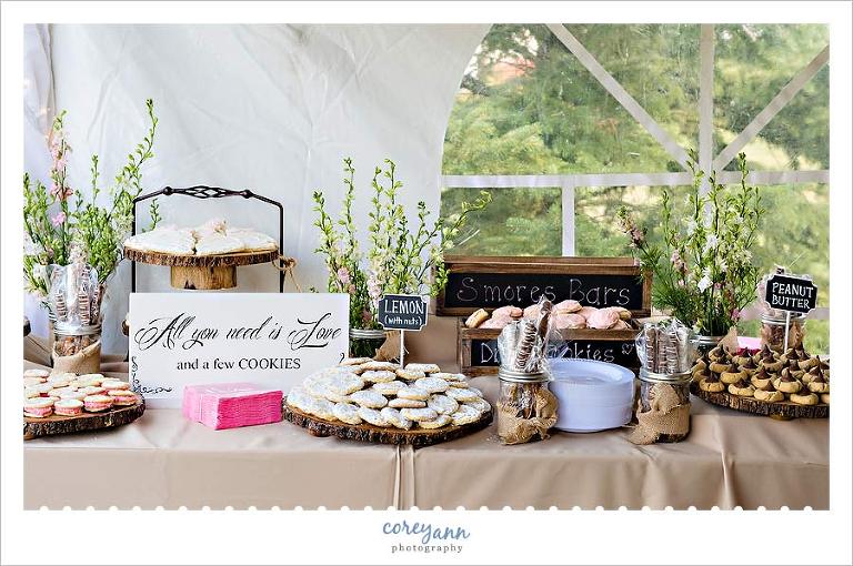 cookie table at wedding reception in ohio