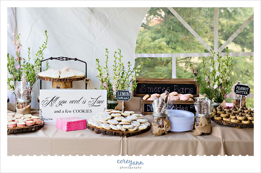 cookie table at wedding reception in ohio