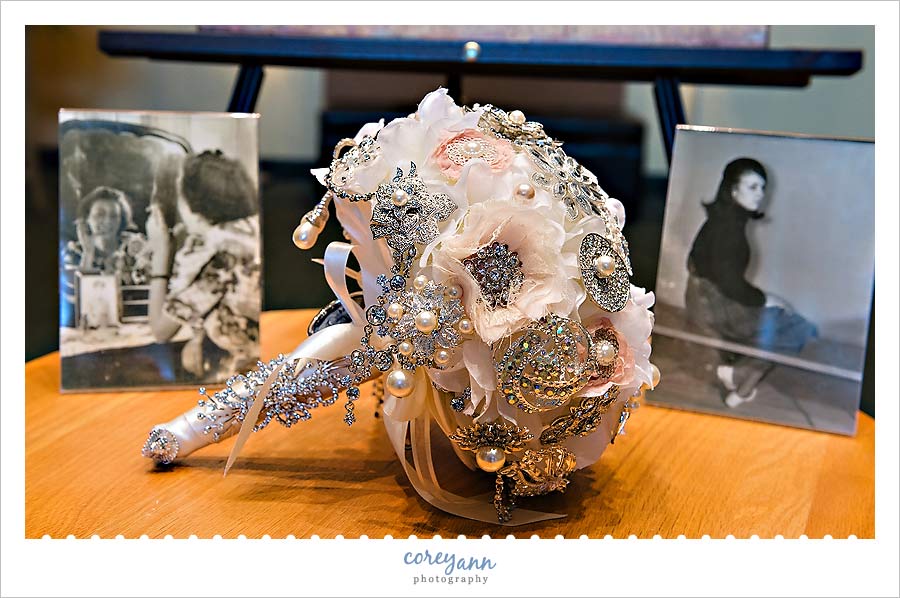 crystal blooms bouquet in white and pink