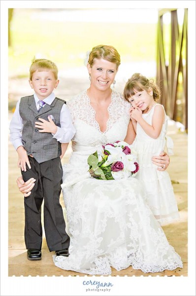 bride with ring bearer and flower girl