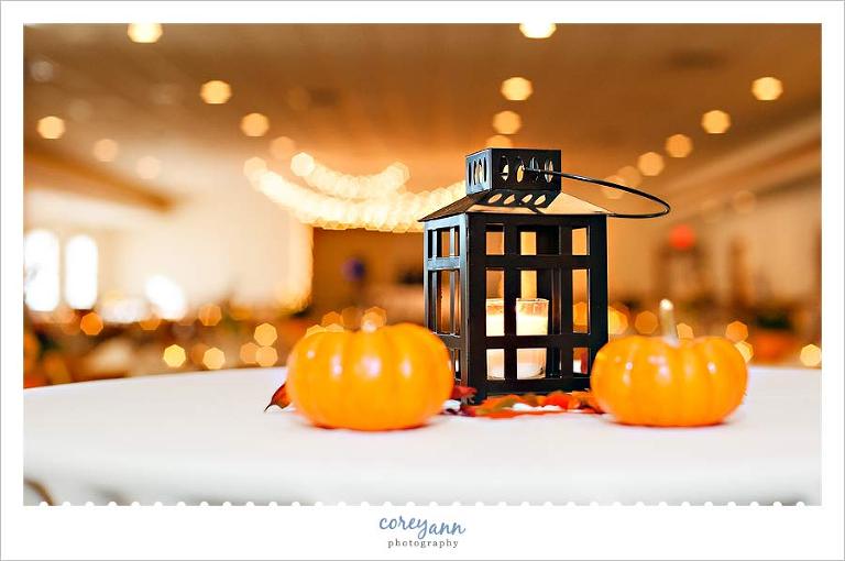 lantern and pumpkin wedding centerpiece in ohio