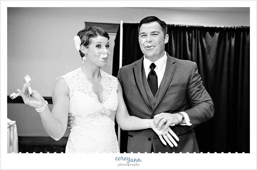 cake cutting at genesis party center wedding in creston ohio