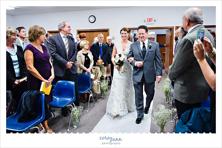bride walking up aisle in seville ohio