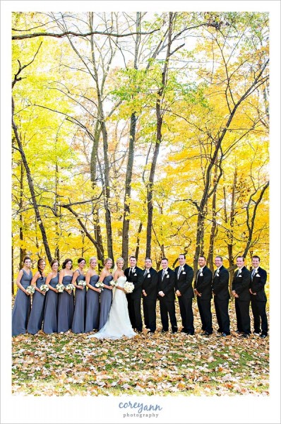 bridal party in black and grey