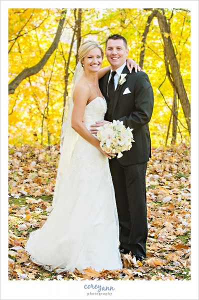 wedding portrait in the leaves in cleveland ohio