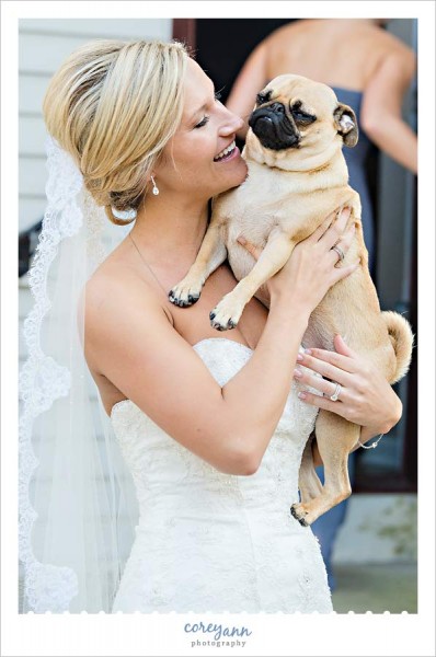 bridal portrait with pug