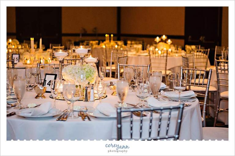 elegant wedding reception decor at cleveland marriott downtown