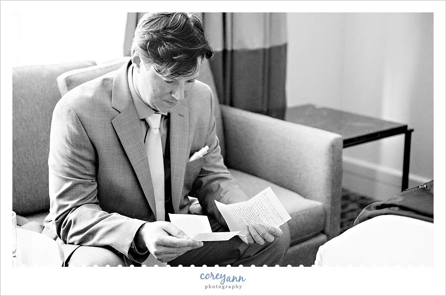 groom before wedding at hyatt cleveland