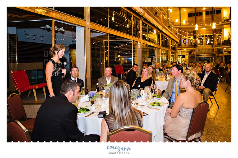 matron of honor toast at wedding reception at the hyatt in cleveland