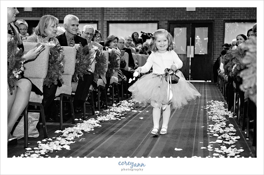 flower girl wedding ceremony  at Trinity Evangelical Free Church 