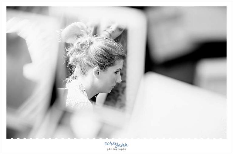 bride getting ready before wedding ceremony in cleveland ohio