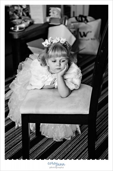 bored flower girl before wedding in cleveland ohio