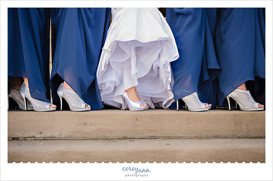silver heeled bridesmaid booties