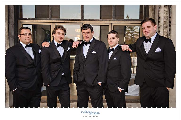 groomsman in front of stambaugh auditorium in youngstown