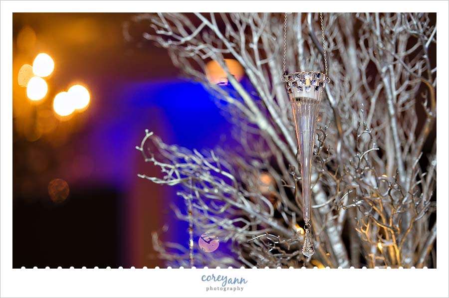 silver branch wedding reception centerpiece