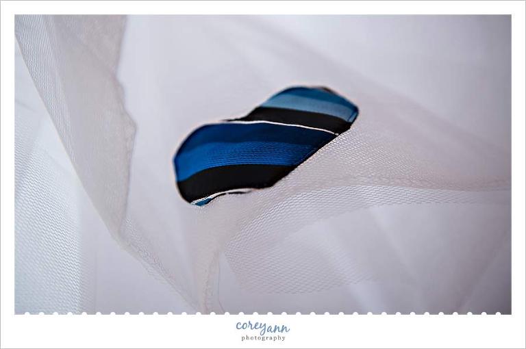 something blue in wedding gown of deceased father's tie