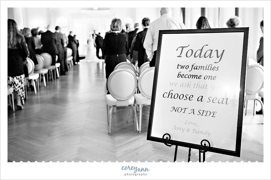 wedding sign at wedding ceremony 