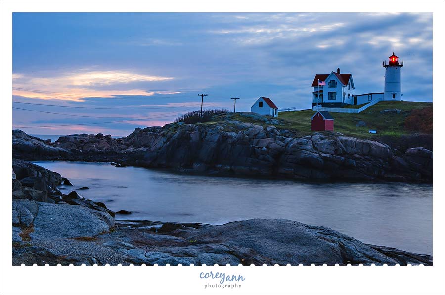 Nubble lighthouse at sunrise