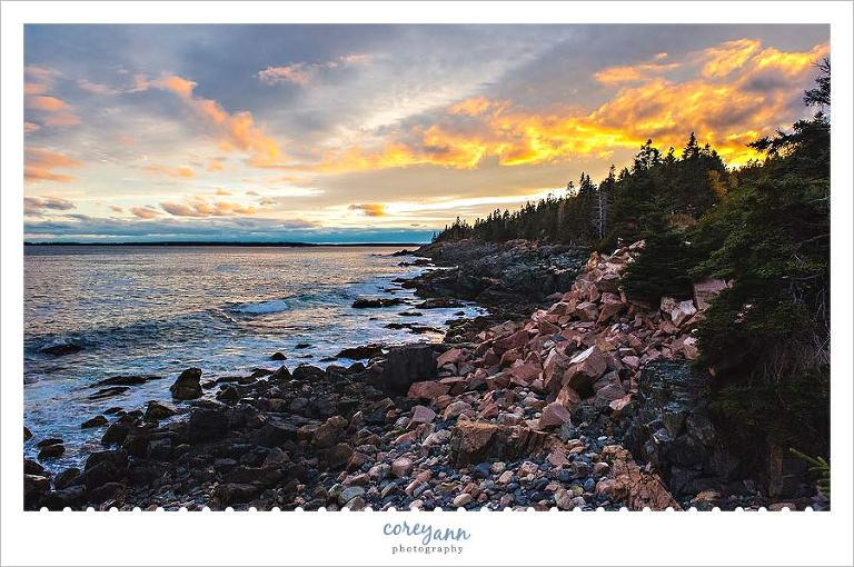 Sunset in Acadia National Park at Hunters Head