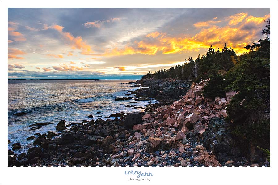 Sunset in Acadia National Park at Hunters Head