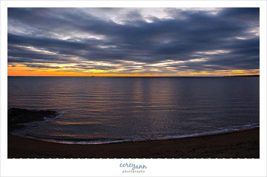 sunset over the atlantic ocean off of Connecticut coast