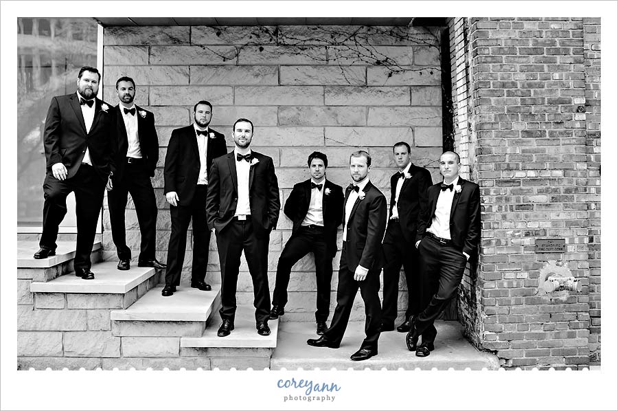 groomsman wedding portrait in downtown cleveland
