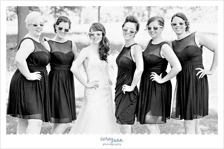 bride and bridesmaids in ray ban sunglasses