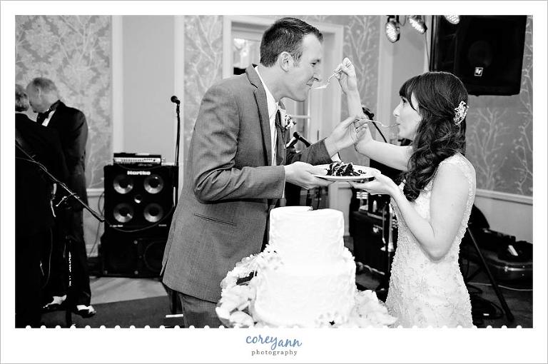 cake cutting at wedding reception in canton ohio