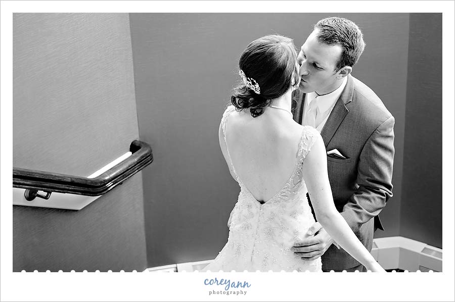 bride and groom first look